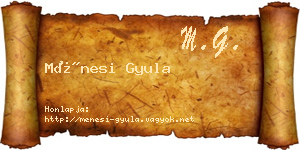 Ménesi Gyula névjegykártya